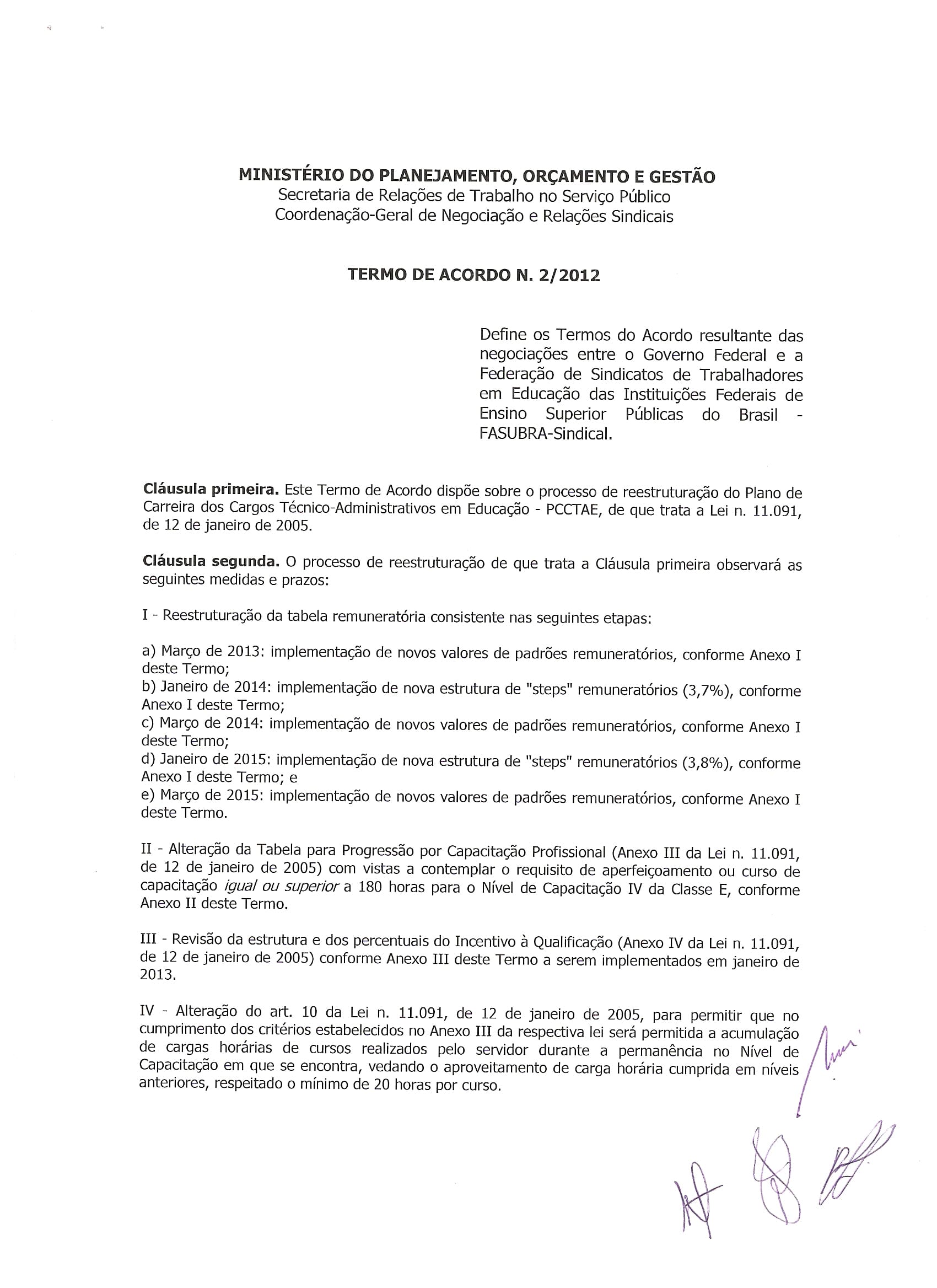Termo de acordo - pag. 1