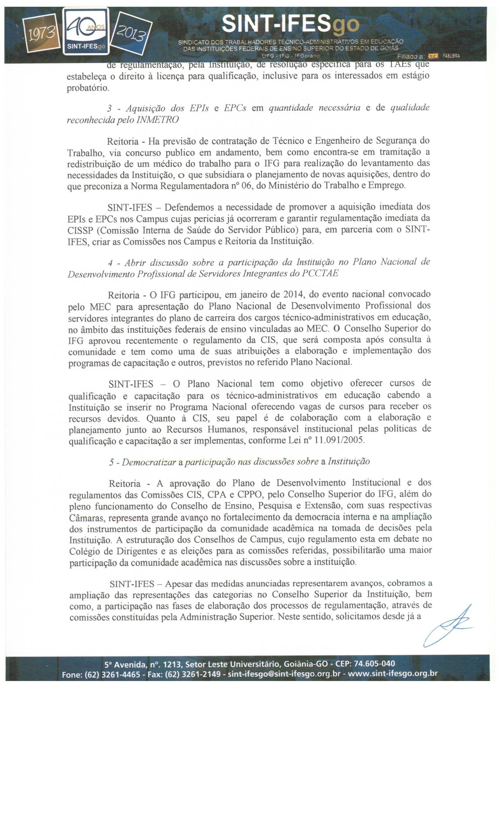 RELATO DA REUNIÃO DE NEGOCIAÇÃO COM A REITORIA DO IFG, Pag2