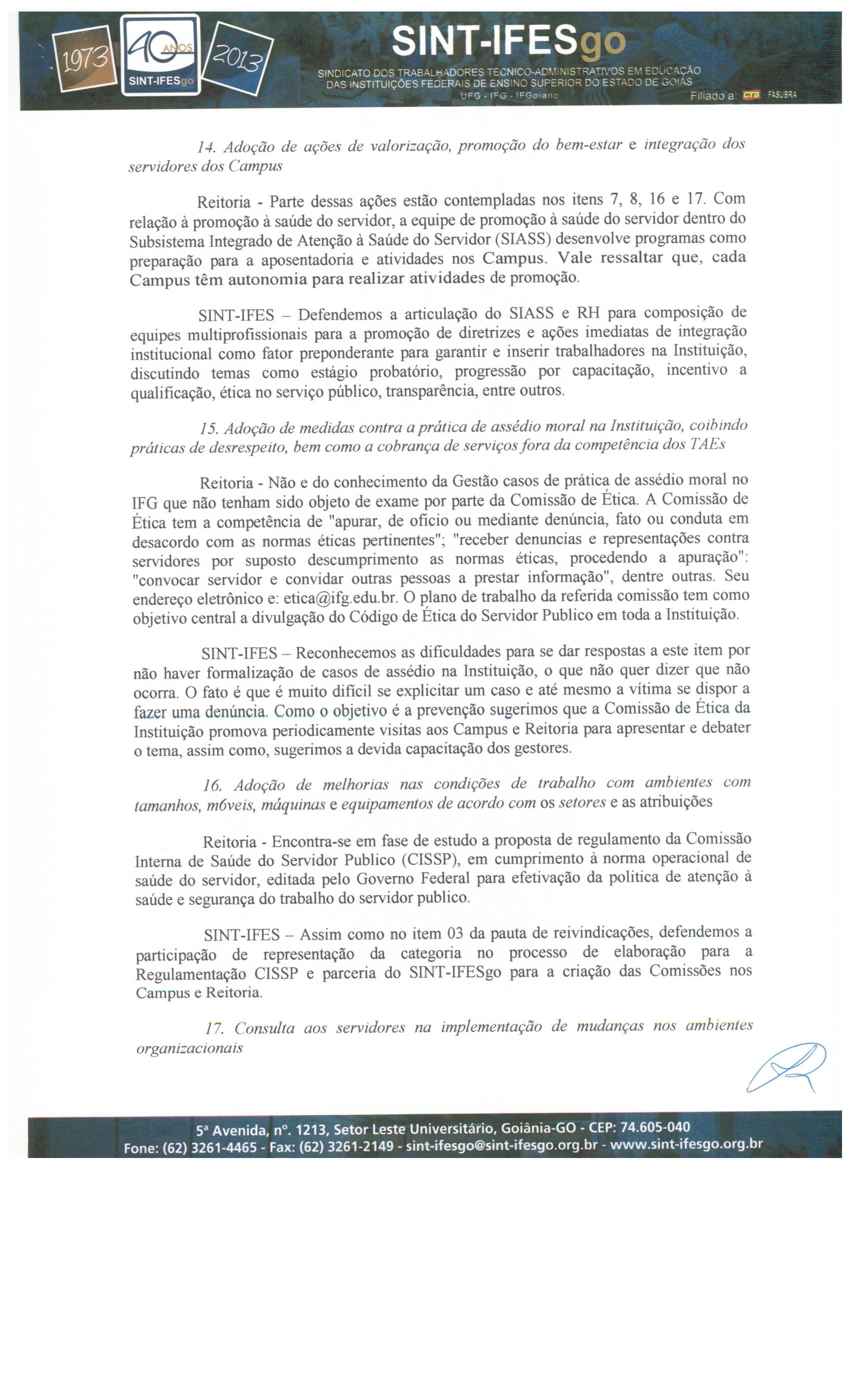 RELATO DA REUNIÃO DE NEGOCIAÇÃO COM A REITORIA DO IFG, Pag5