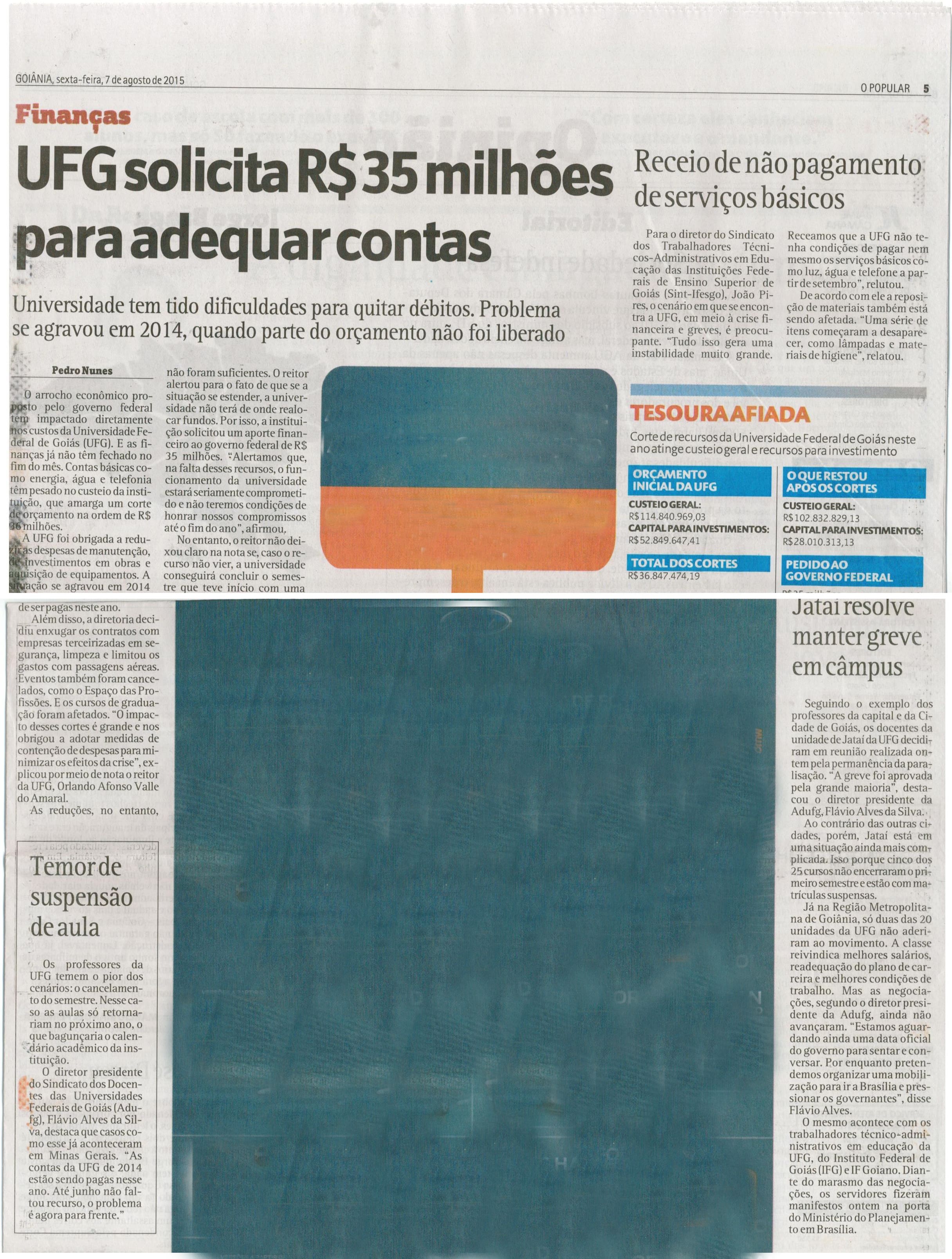 JORNAL O POPULAR PAUTA CRISE NA UFG