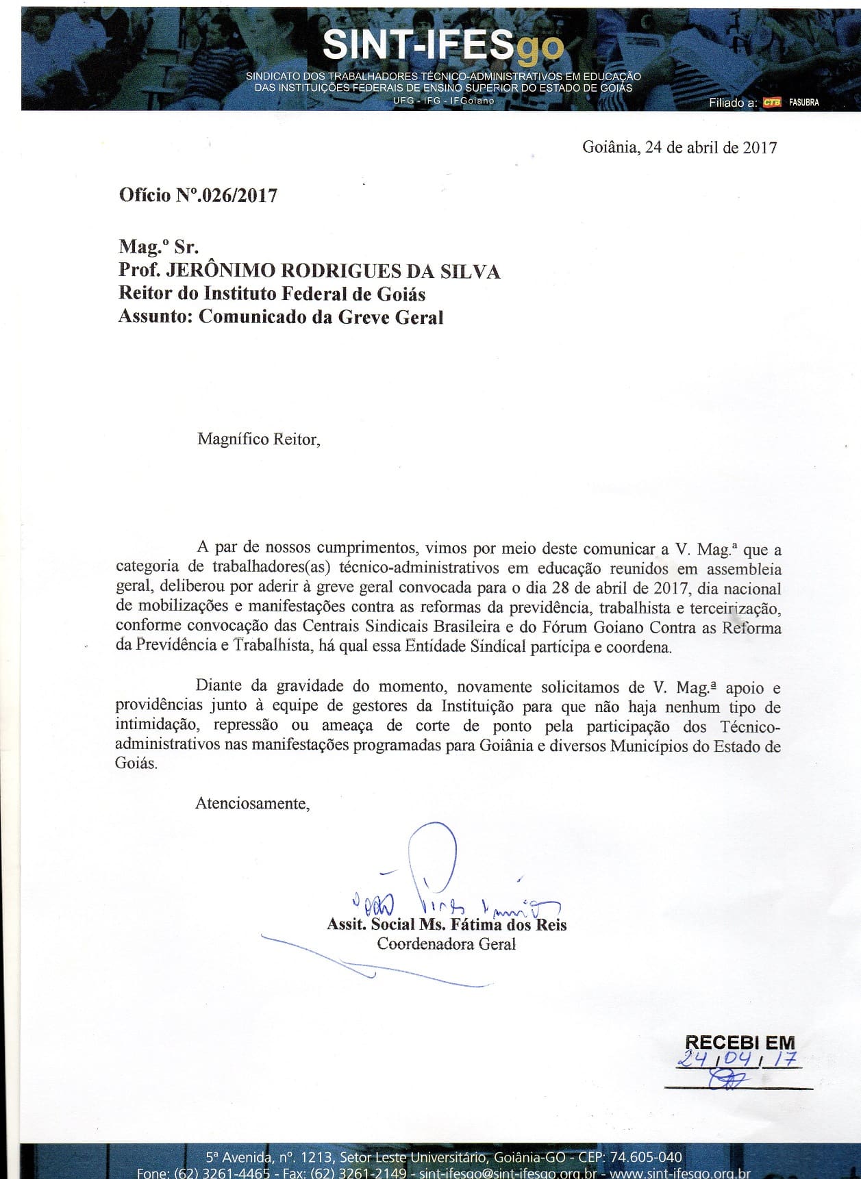 OFICIO 02 - GREVE GERAL 28/04/2017