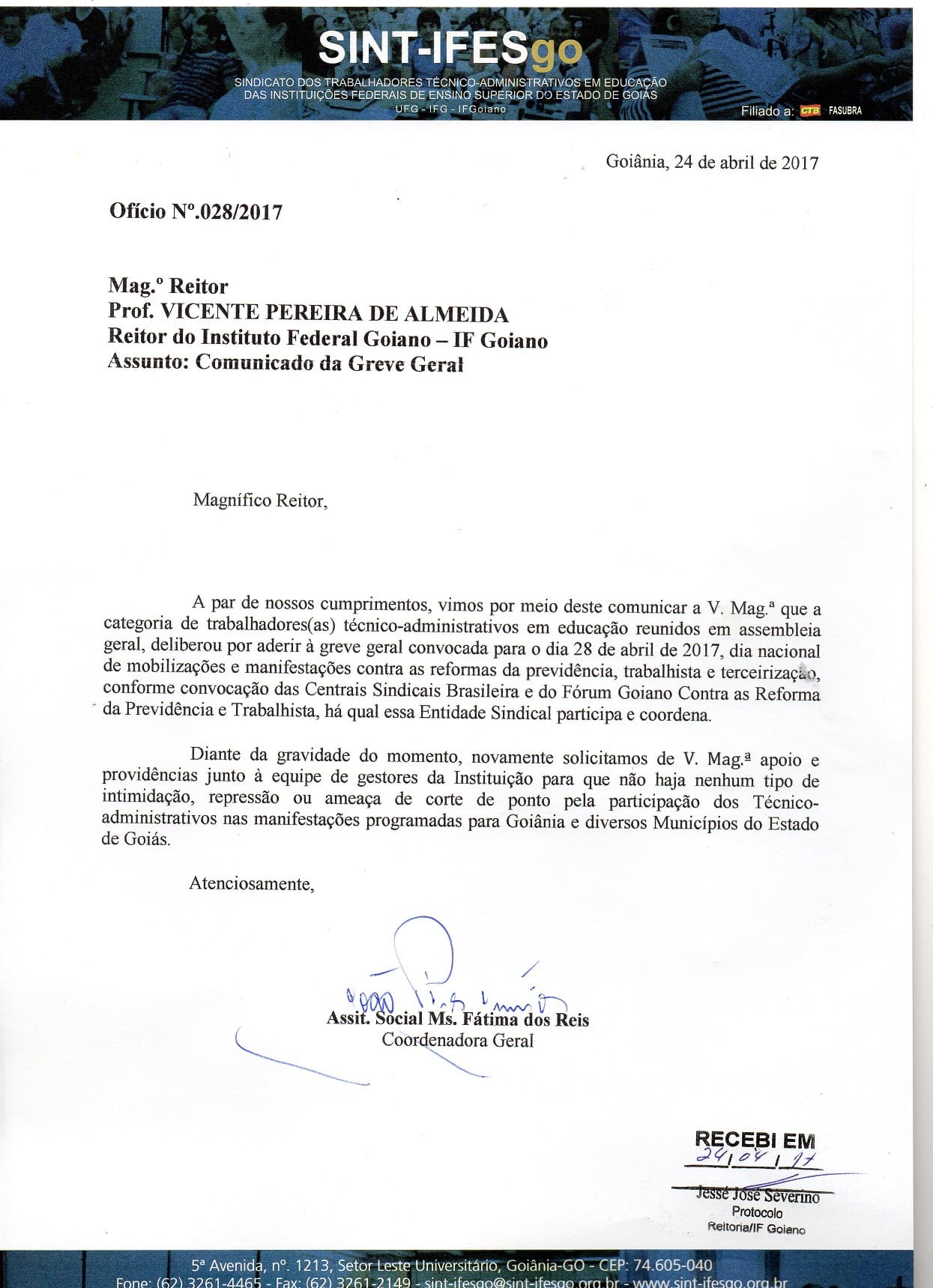 OFICIO 03 - GREVE GERAL 28/04/2017